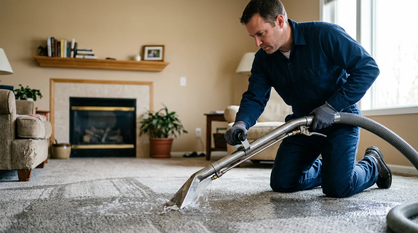 Water damage restoration technician working near Sturgeon Bay, WI